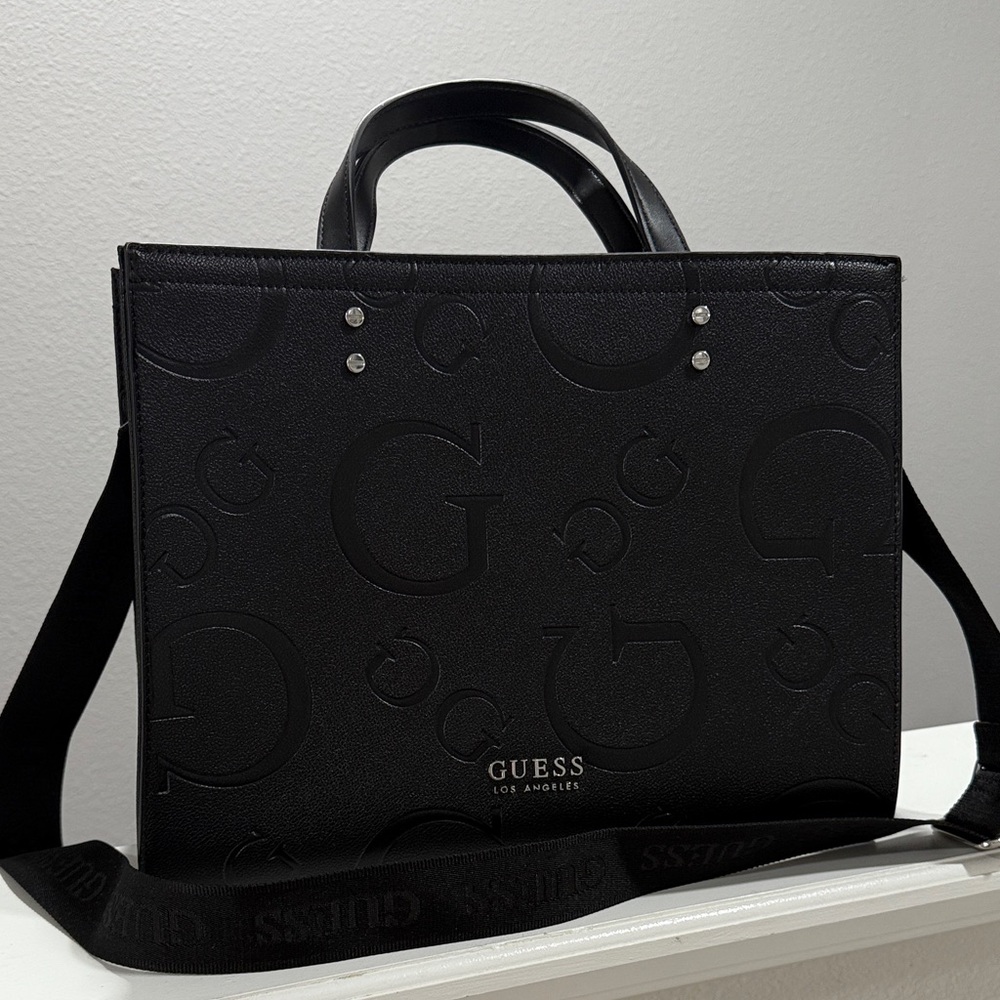 Guess Black Embossed Logo Handbag
